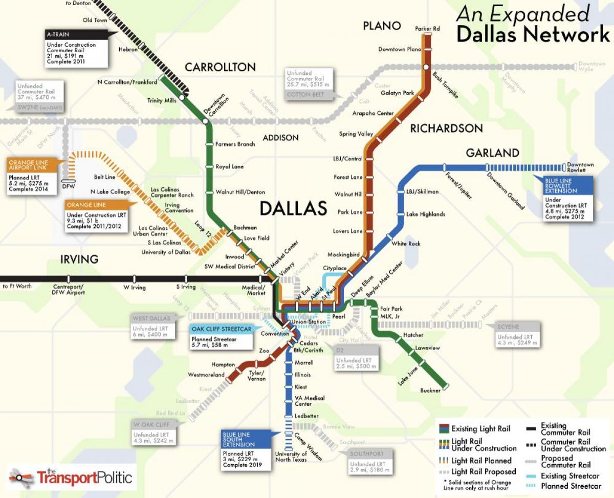 Dallas tren sistèm kat jeyografik