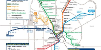 Limyè tren Dallas kat jeyografik